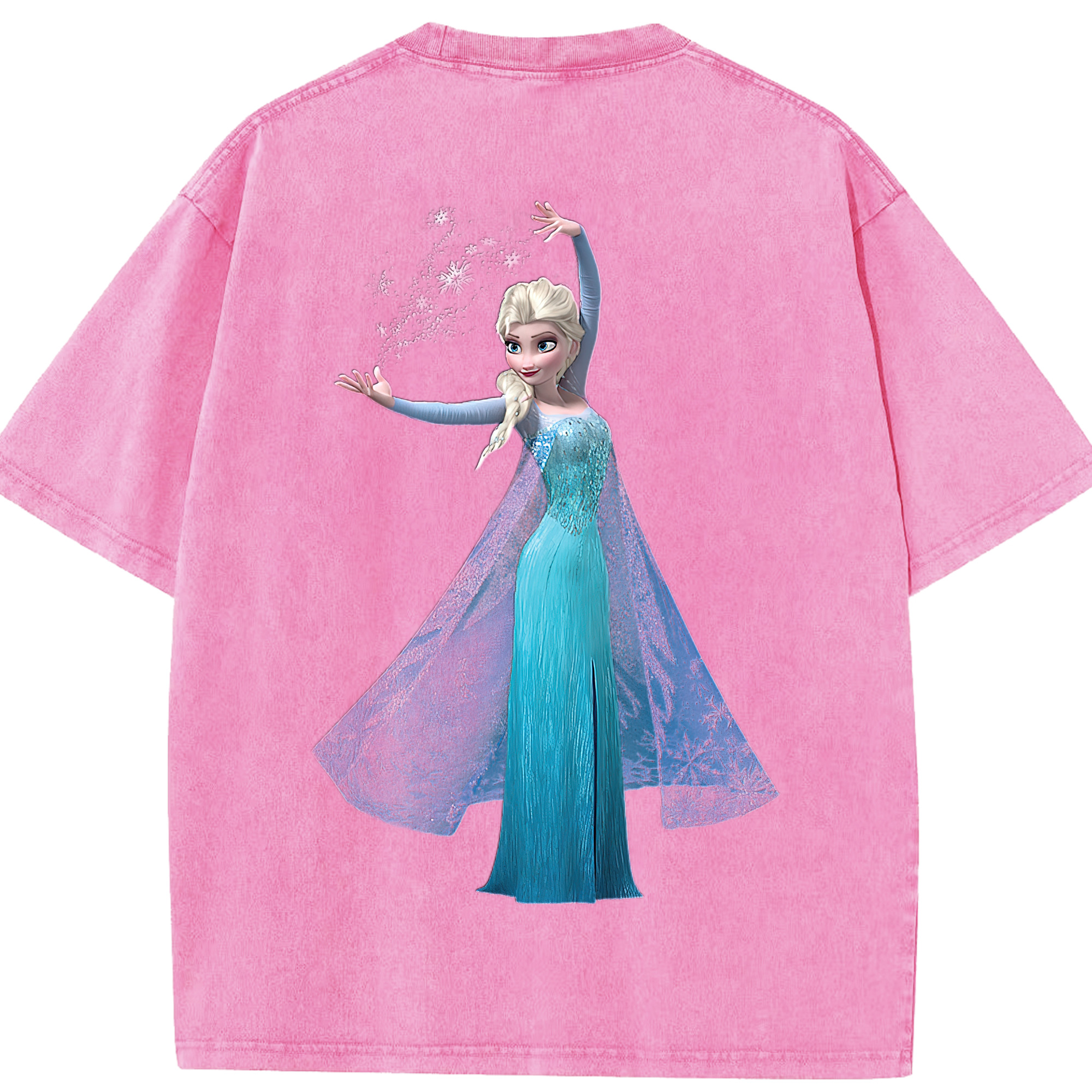 （画像用） アナと雪の女王 アンナ エルサ Frozen Anna Elsa 綿100% ヴィンテージ風 半袖Tシャツ（背面プリント）